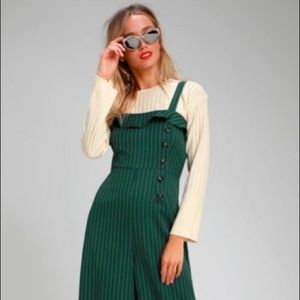 Chantelle Forest Green Striped Culottes Jumpsuit